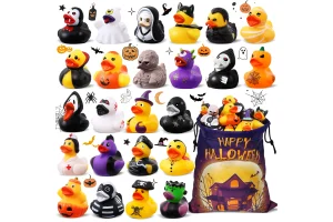 24 Pack Halloween Rubber Ducks with a Bag, Halloween Party Favors Halloween Basket Stuffers, Bath To