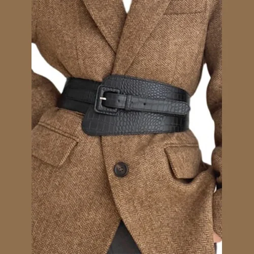 Casual Crocodile Embossed Irregular Girdle Belt
