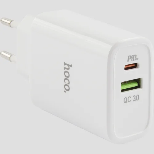 Зарядное устройство Hoco C57A USB/USB-C 18 Вт Белое