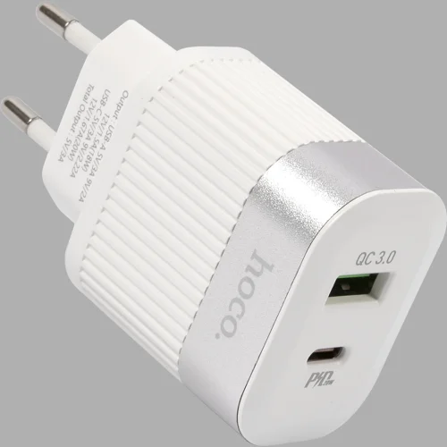 Зарядное устройство Hoco RC4 USB/USB-C 20 Вт Белое
