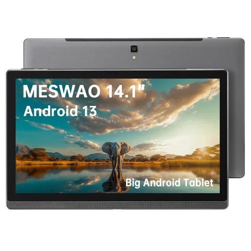 Tableta MESWAO B1 de 14,1 pulgadas, 6 GB, 128 GB, enchufe europeo, gris