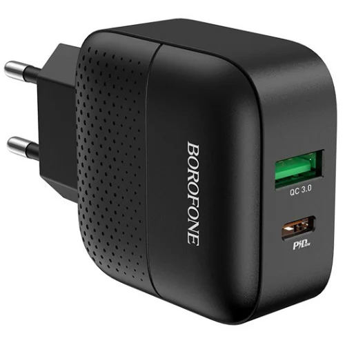 Зарядное устройство Borofone BA46A Premium USB/USB-C 18 Вт Чёрное