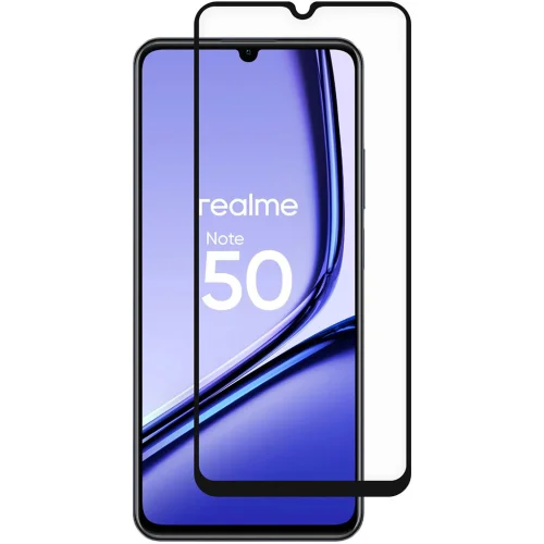 Защитное стекло Krutoff Premium для realme C51 / C53 / Note 50 с чёрной ра