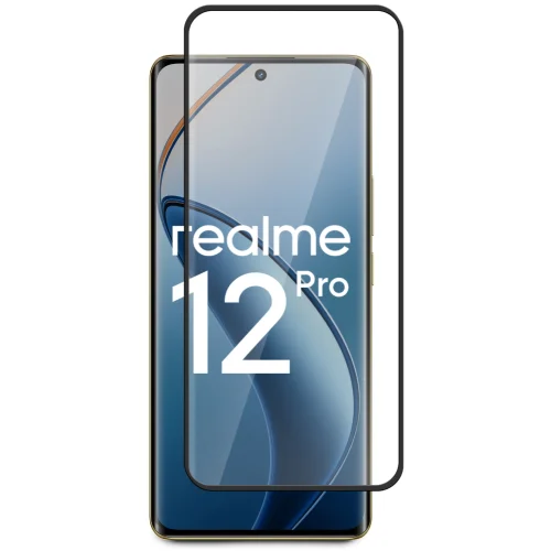 Защитное стекло BoraSCO для Realme 12 Pro / 12 Pro+ с чёрной рамкой