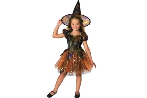 Girls Witch Costume, Sparkle Glam Deluxe Halloween Dress Up