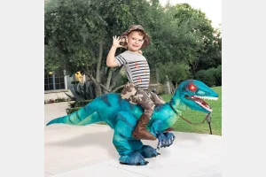 GOOSH Inflatable Dinosaur Costume for Halloween - Realistic Design with Red Glowing Eyes - Clothing,