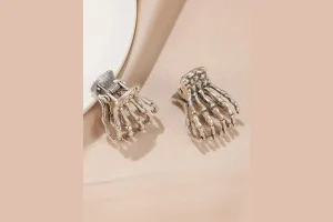 Halloween Fashionable Skeleton Hand Design Hair Claw (1 Pair), Casual and Versatile Hair Accessorie