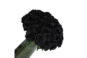 Laelfe 12 PCS Artificial Flowers Black Roses, Fake Silk Flower Long Stem Artificial Black Rose for H