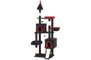 PawHut 78" Gothic Cat Tree, Cat Tower with Coffin Bed, 2 Spacious Condos, Sisal Scratching Posts, Ba