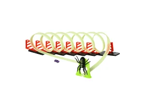 Qaba Track Builder Loop Kit Criss-Cross Glowing Race Track Toy Set Spooky Spider Fun Starter Kit, fo