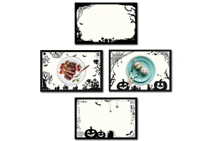 Rectangle with Halloween Themed Pattern Cotton Linen Cloth Table Mat