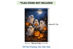 TEMU 2d Flat, 2d Flat Printing Garden Flag 1pc, Halloween Pumpkins Forest Polyester Garden Flag, Sin