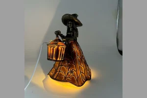 TEMU 3d Halloween Witch Lamp Gothic Halloween Small Witch Lamp Statue Resin Decoration, Warm- And In