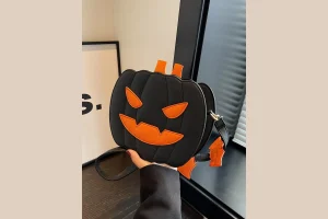 Women's Halloween Themed Pu Leather Crossbody Bag, Fashionable Pumpkin Design Shoulder Bag, Cute Acc