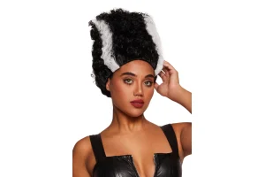 Womens Bride of Frankenstein Wig, Black