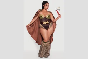 Womens Plus Size Valhalla Honey Costume, Brown, Size 3X